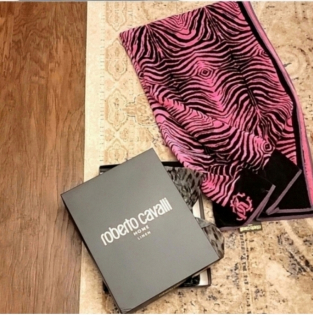 Roberto Cavalli Pink and Black Towel